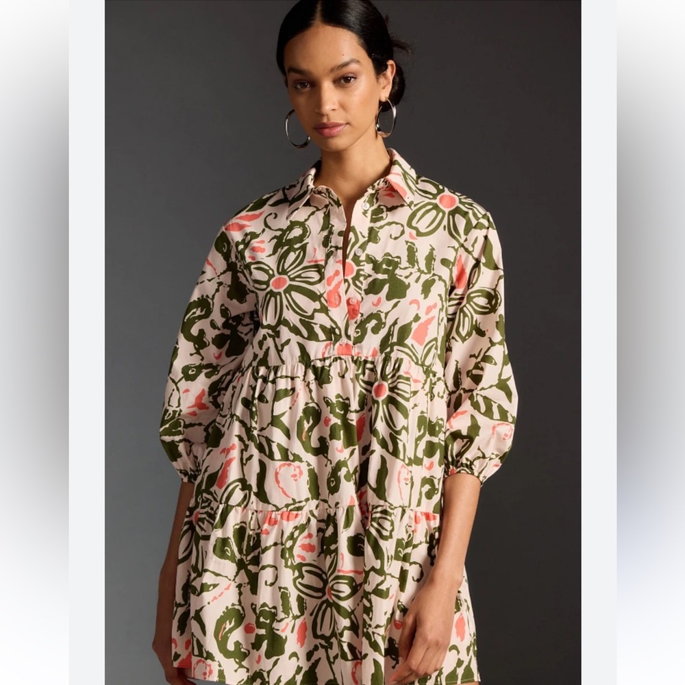 Anthropologie | THE BETTINA TIERED MINI SHIRT DRESS BY MAEVE